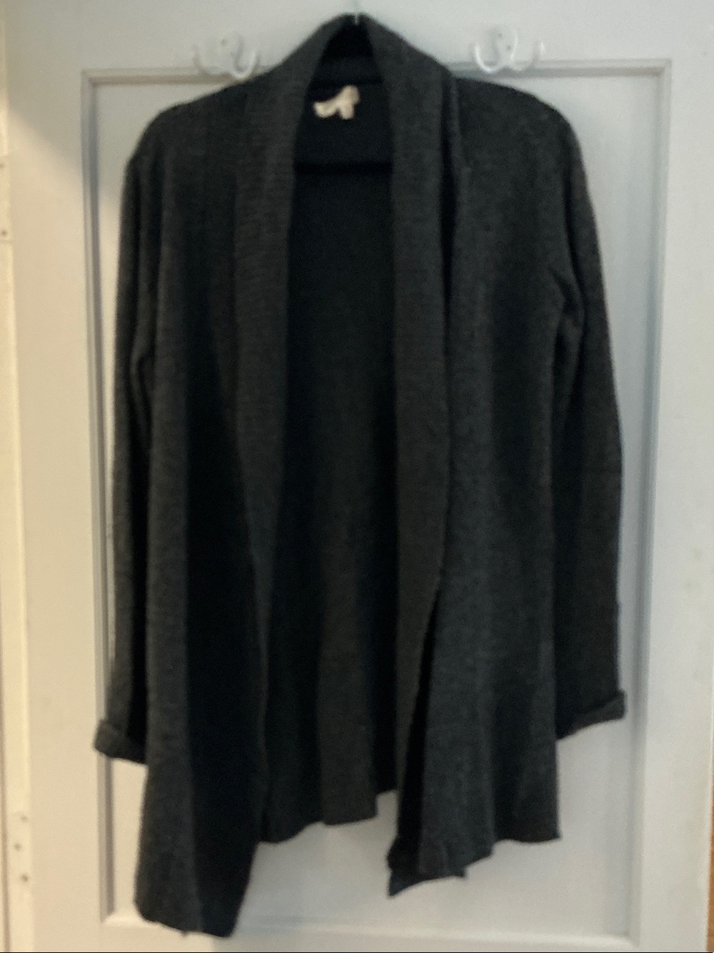 Love Stitch Charcoal Gray Draped Open Front Cardigan Size M
